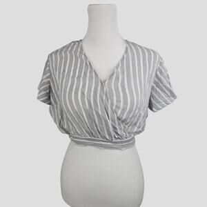 Favluv Cottagecore Women's Striped Tie Back Top Striped‎